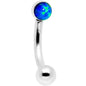 16G 1/4 Blue Synthetic Opal Flat Set Curved Eyebrow Rook Piercing