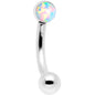 16G 1/4 White Synthetic Opal Flat Set Curved Eyebrow Rook Piercing