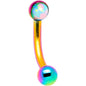 16G 1/4 White Synthetic Opal Flat Set Rainbow IP Curved Eyebrow Rook Piercing