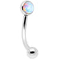 16G 5/16 White Synthetic Opal Flat Set Curved Eyebrow Rook Piercing