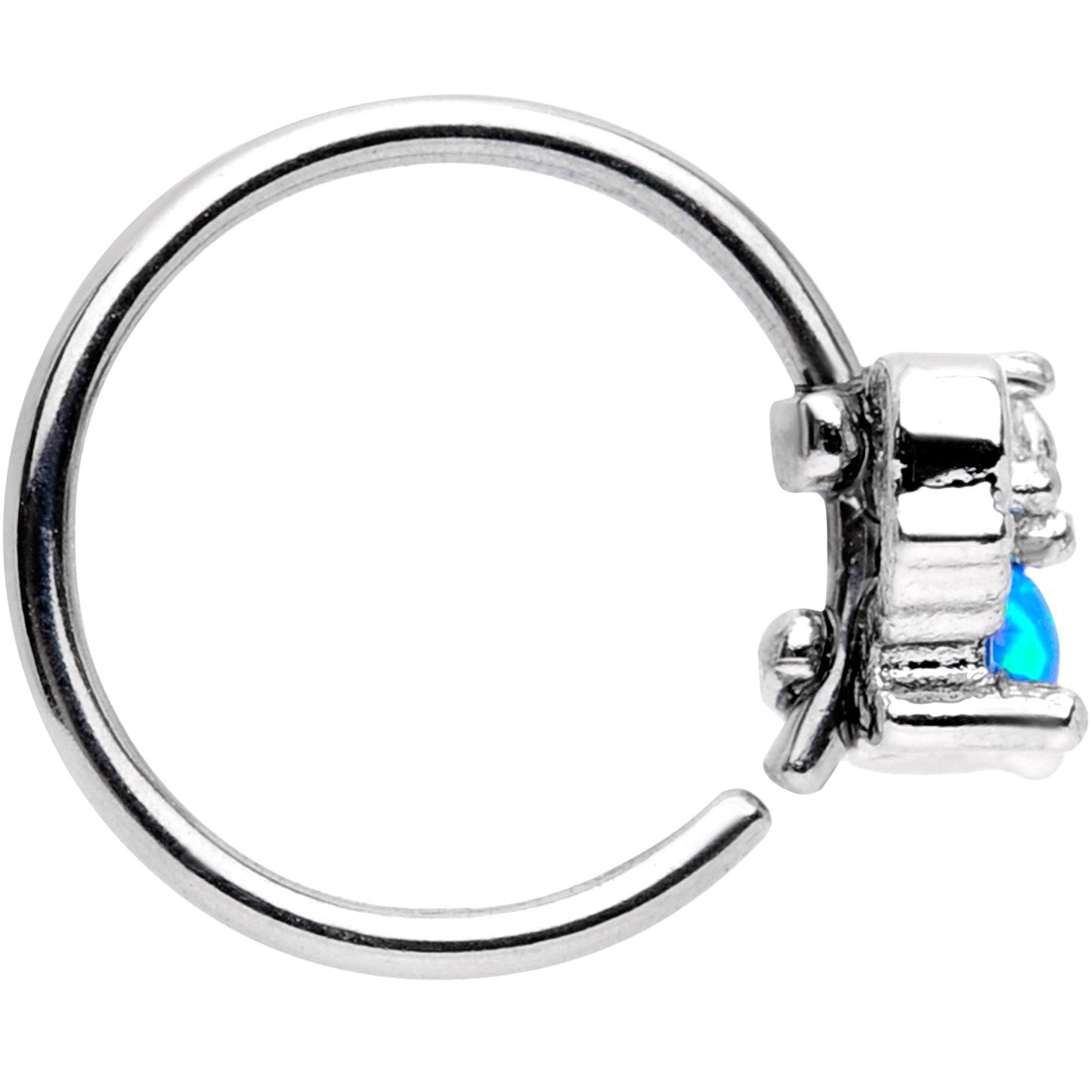 20G 5/16 Blue Synthetic Opal Fashion Seamless Circular Ring
