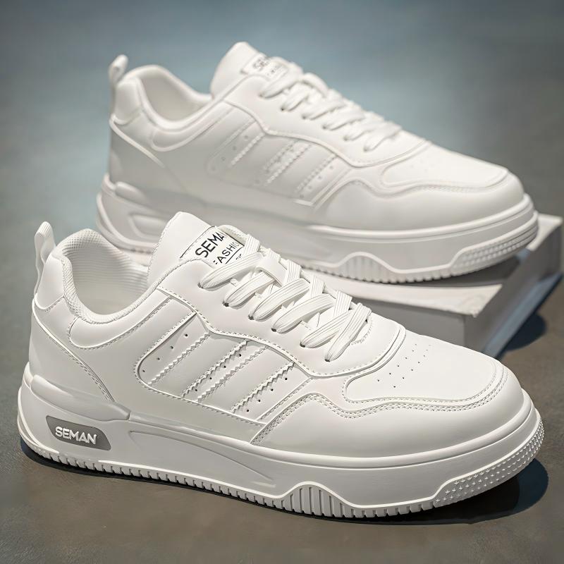 New Breathable White Platform Sneakers, Versatile Trendy Casual White Shoes For Students