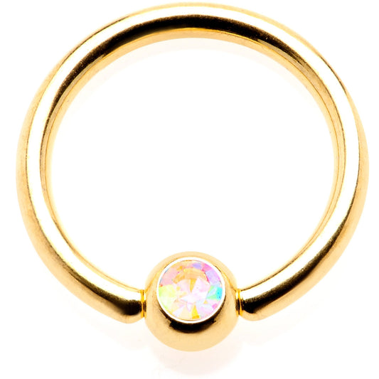 16G 5/16 Aurora Gem Gold Tone Anodized BCR Captive Ring