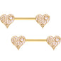 Gold Tone Anodized Steampunk Gears of Love Barbell Nipple Ring Set