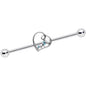 14G Aqua Gem Valentines Day Heart Industrial Barbell 38mm
