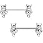 14G 9/16 Kitty Cat Barbell Nipple Ring Set