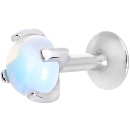 16G 1/4 White Opalite Internally Threaded Labret Monroe Tragus