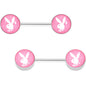 Licensed Pink White Playboy Bunny Barbell Nipple Ring Set