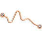 Clear Gem Pulse Rose Gold Tone Industrial Barbell 35mm