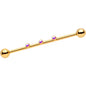 14G Aurora Gem Gold IP Triplet Industrial Barbell 35mm