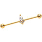 14G Clear Gem Gold IP Enchant Industrial Barbell 35mm