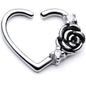 16G 3/8 Clear CZ Gem Rose Flower Left Heart Closure Ring