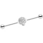 14G Clear Gem Skull Charm Straight Industrial Barbell 38mm