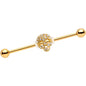 Clear Gem Skull Charm Gold Anodized Straight Industrial Barbell 38mm