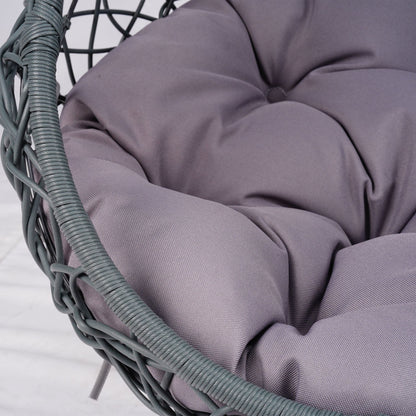 Cat Swing Bed with Stand and Cushion, Rattan Wicker Egg Chair Style, Gray