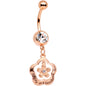 Clear Gem Rose Gold Tone Youre My Sunshine Flower Dangle Belly Ring