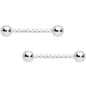 14G 5/8 Stainless Steel Twisted Barbell Nipple Ring Set