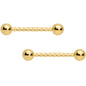 14G 5/8 Gold Tone Twisted Barbell Nipple Ring Set