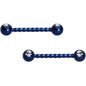 14G 5/8 Clear Gem Royal Blue Twisted Barbell Nipple Ring Set