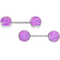 14G 9/16 Lavender Synthetic Druzy Lovely Barbell Nipple Ring Set