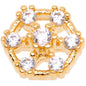 14G Clear Gem Gold Tone Externally Threaded Dermal Anchor Top