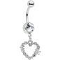 Clear Gem Valentine Flower Burst Heart Dangle Belly Ring