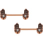 9/16 Aqua Gem Rose Gold Tone Hamsa Hand Barbell Nipple Ring Set