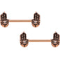 9/16 Clear Gem Rose Gold Tone Hamsa Hand Barbell Nipple Ring Set