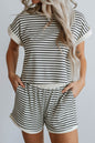 Striped Contrast Top and Shorts Set