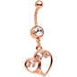 Clear Gem Rose Gold Tone Tree of Love Twisted Dangle Belly Ring