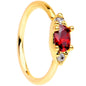 20G 5/16 Red Clear CZ Gem Gold Tone Seamless Circular Ring