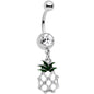 Clear Gem Tropical Treat Pineapple Dangle Belly Ring