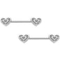 14G 5/8 Clear Gem Wrapped Hearts Barbell Nipple Ring Set