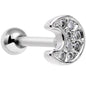 18G 5/16 Clear Gem Crescent Moon Tragus Cartilage Earring