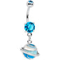 Aqua Gem Rings Of Saturn Dangle Belly Ring
