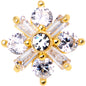 14G Clear CZ Gem Ice Princess Gold Tone Dermal Anchor Top