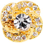 14G Clear CZ Gem Roses Romance Gold Tone Dermal Anchor Top