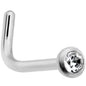 20G G23 Titanium Press Fit Clear CZ Micro Ball L Shaped Nose Ring