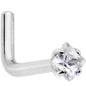 18G Clear 2mm CZ Gem Grade 23 Titanium Rhombus L Shaped Nose Ring