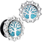 Blue Glitter Inlay Tree of Life Single Flare Plug Set 6mm to 20mm