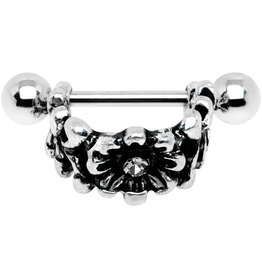 16G 3/8 Clear Gem Floral Wreath Cuff Cartilage Earring