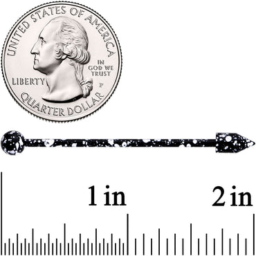 14G Black White Make A Point Industrial Barbell 38mm