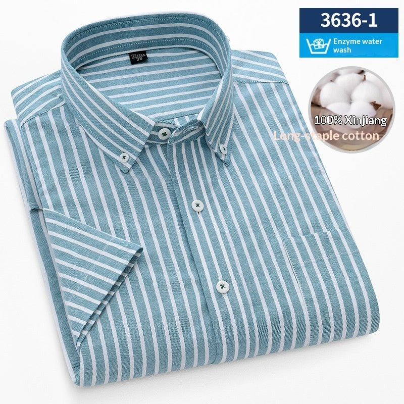 Mens Short-Sleeve Pure Cotton Oxford Shirt