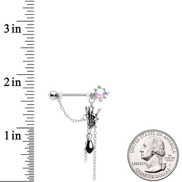 9/16 Black Gem Skeleton Heavy Metal Dangle Barbell Nipple Ring Set