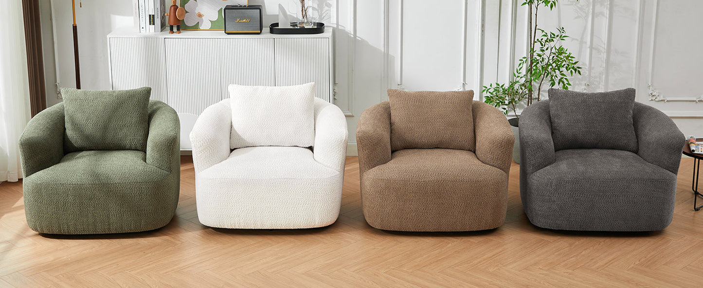 Accent Chair Swivel Barrel Chenille Green 360 Degree Pocket Spring 38 In