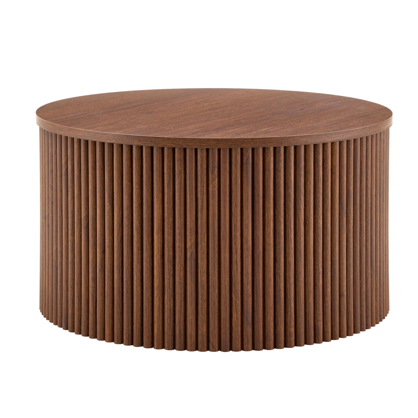 2-Piece Nesting Coffee Table Set, Roman Column MDF Round, Built-in Storage
