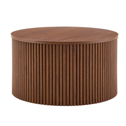 2-Piece Nesting Coffee Table Set, Roman Column MDF Round, Built-in Storage