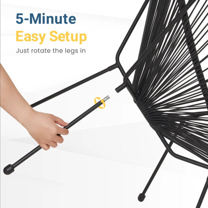 Outdoor Bistro Set PE Rattan Black Tempered Glass Table 3pc