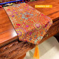 1.5m*35cm/2m*35cm Tibetan Style Satin Fabric Table Flag/Retro Rich Lotus PatternClassical Coffee Table Cloth Buddhist Decoration