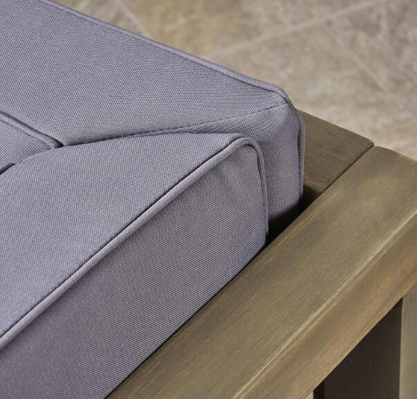 Outdoor Sectional Sofa Set Acacia Wood 3 Piece Dark Gray
